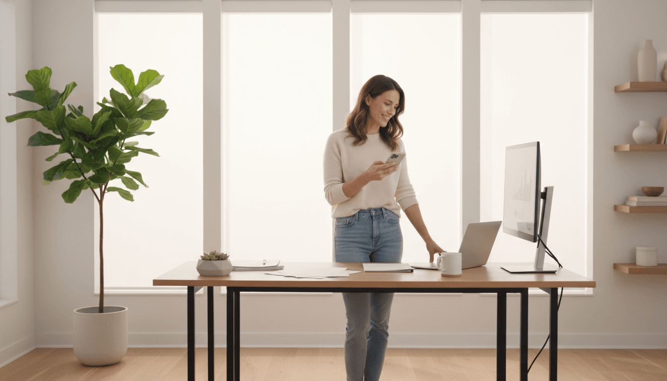 Professional woman at her desk taking notes during a consultation